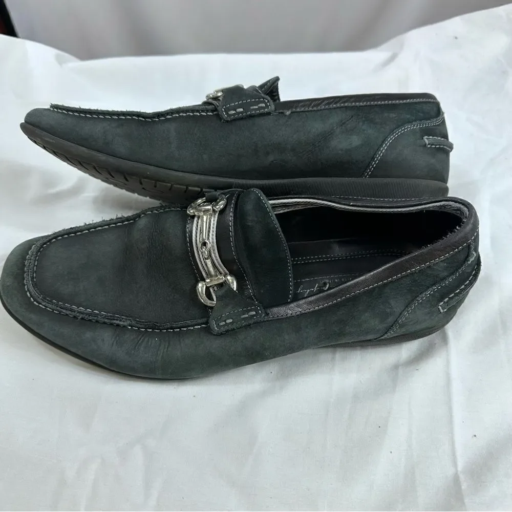 Johnston Murphy Loafer Men's 8.5 M Black & grey Toe Silver Bit
